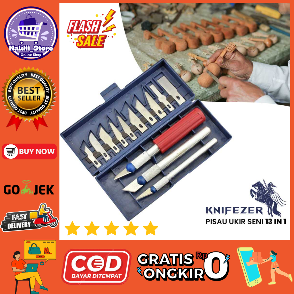 

Set Pisau Ukir Seni 13 in 1 Crafting Art Knife with 3 Handle - A-003 - Silver / Set Pisau Ukir Seni 13 in 1 Crafting Art Knife with 3 Handle - Pisau Ukir 13 Set Dengan 3 Handle - Pisau Alat Ukir Kayu - Pisau Pahat - BISA BAYAR DI TEMPAT [COD]