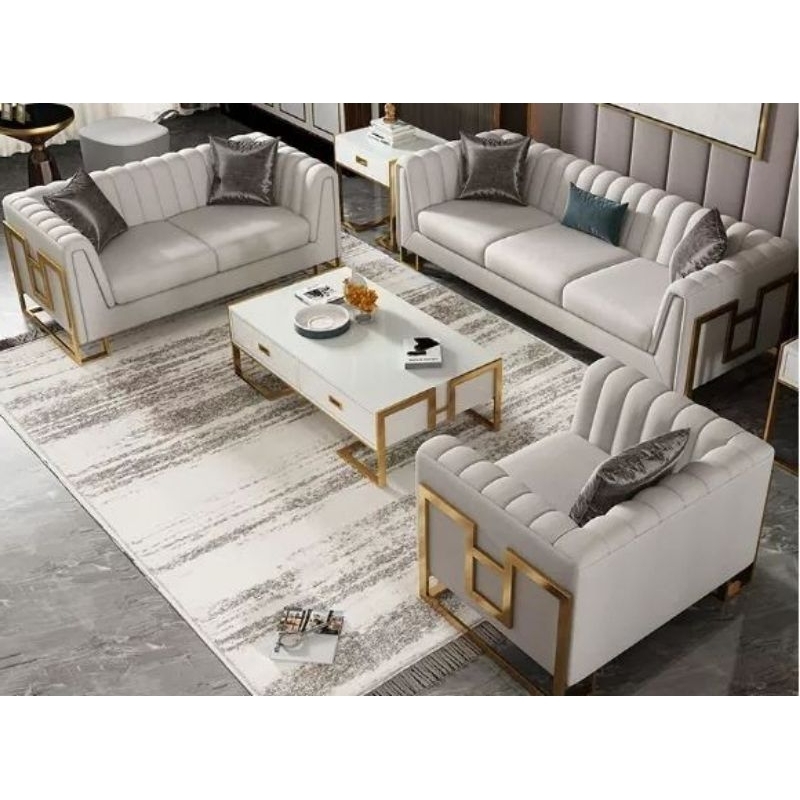 sofa kulit 321 mewah sofa berkelas untuk ruang tamu modern