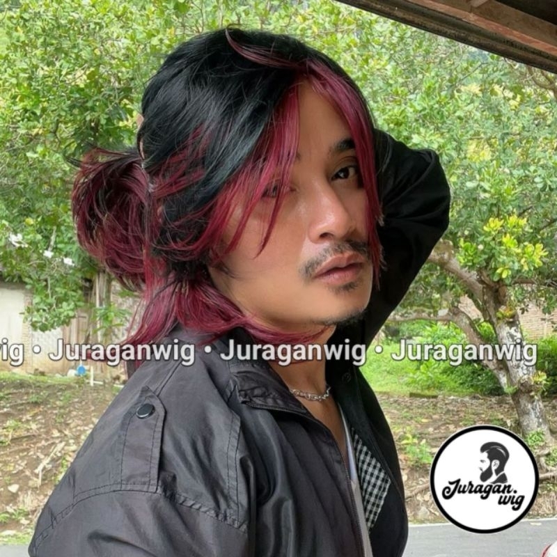 Wig Pria Mullet Curtain Rambut Pria Korea Model mullet Wolfcut Pendek