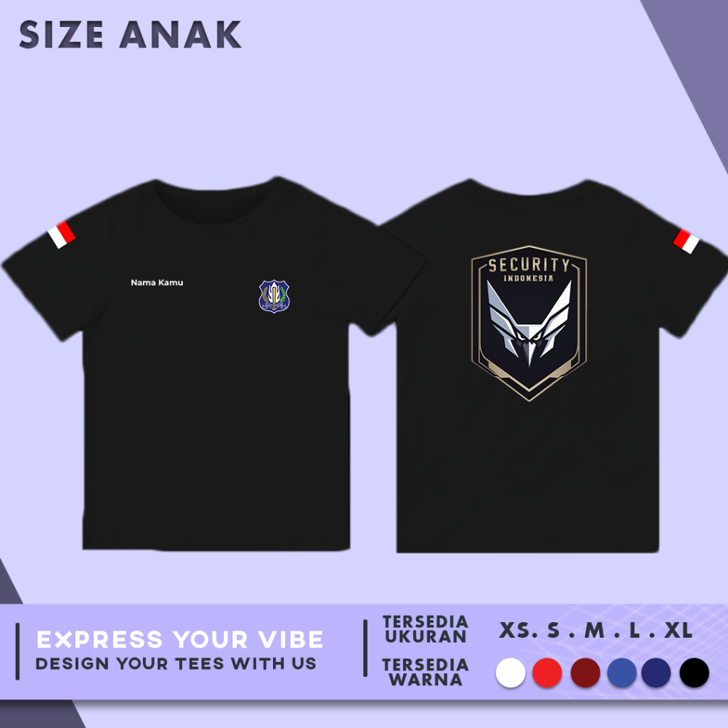 Kaos Baju Anak Satpam Security Gaurda Indonesia | Cotton Combed 30s