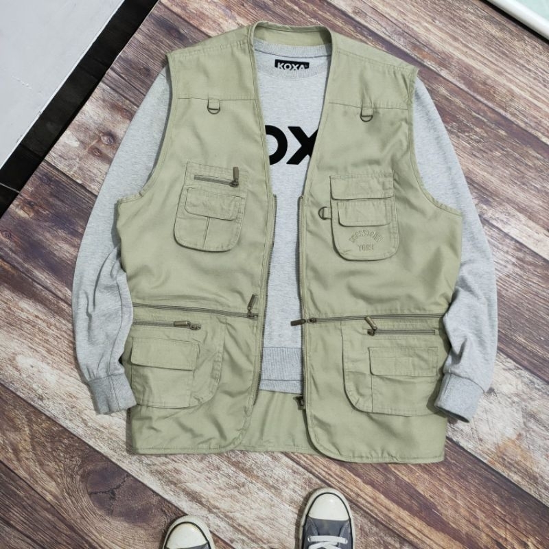 VS8 vest rompi tactical fishing Perfect size XXXL kanvas multi pocket cowok pria wanita cewek unisex