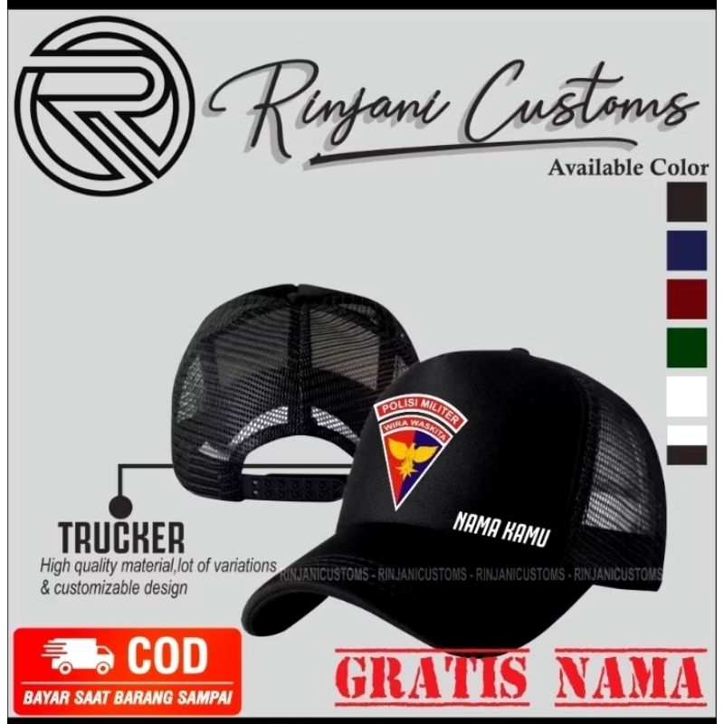 TOPI JARING POLISI MILITER ANGKATAN UDARA GRATIS CUSTOM NAMA-TOPI POMAU TNI AU