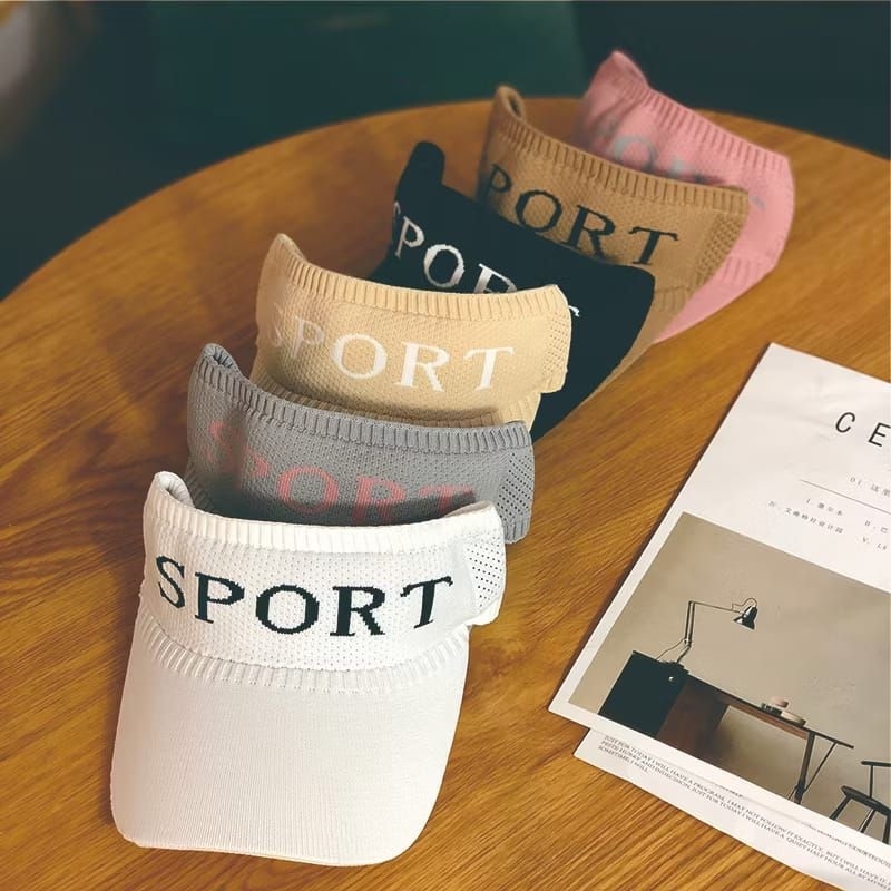 ATOPE Topi Olahraga Wanita Gaya Korea Topi Golf Tennis Rajut Katun Elastis Topi Golf Senam Pantai Un