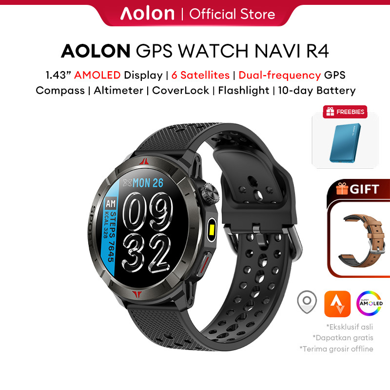 【GPS】Aolon Navi R4 Jam Tangan Smartwatch 46mm 6 Satelit GPS Amoled Pelacakan Olahraga Senter Altimet