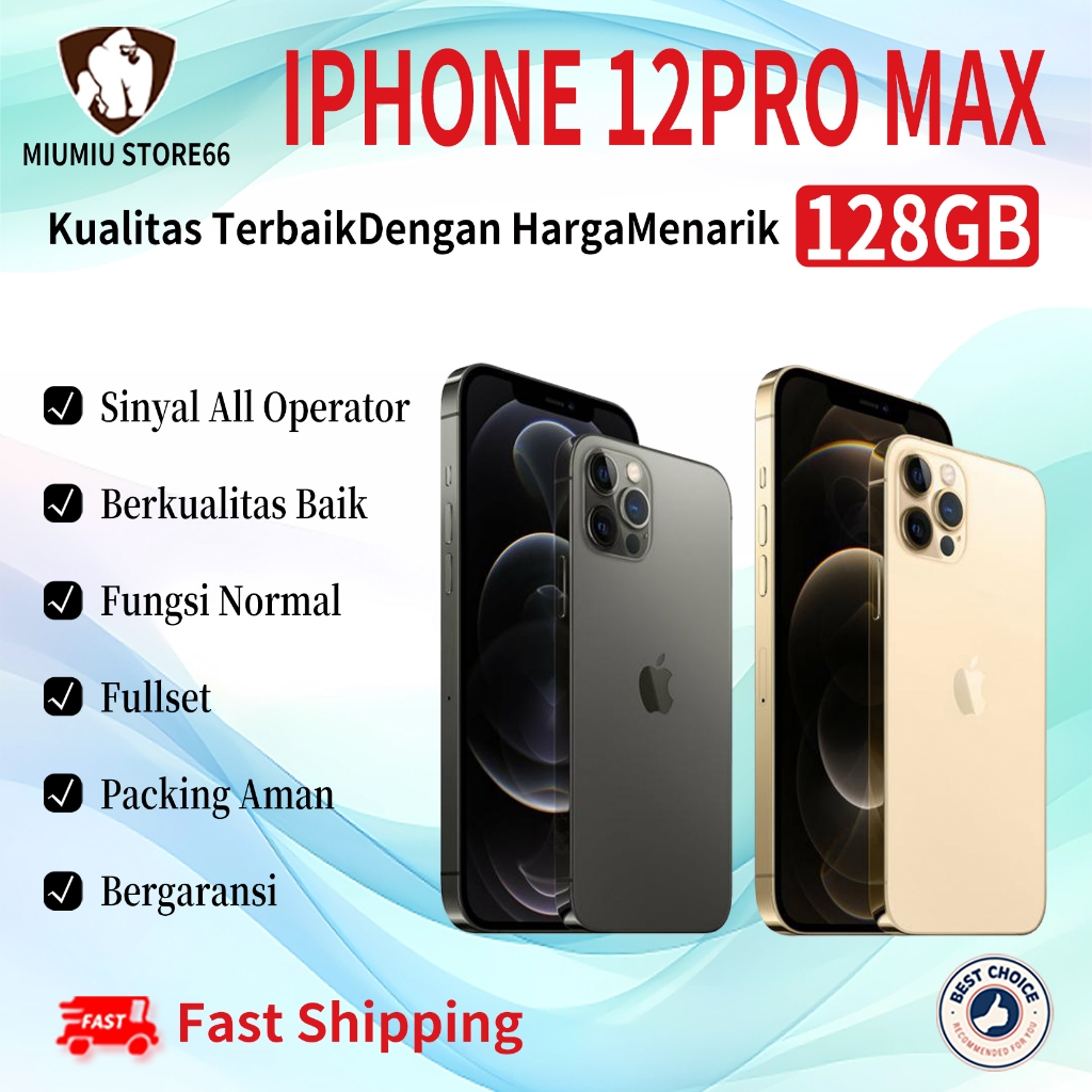 iPhone 12Pro Max 128GB Second Original100% INTER 5G 6.7"OLED-Ori Fullset Mulus Hp 3utools All Green