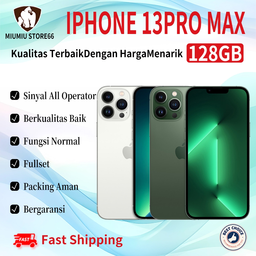 iPhone 13Pro Max 128GB Second Original100% INTER 5G 6.7"OLED-Ori Fullset Mulus Hp 3utools All Green