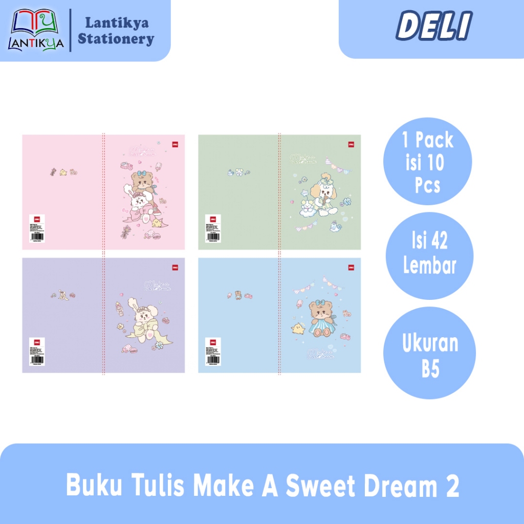 

[1 PACK] Buku Tulis B5 DELI 42 Lembar Make A Sweet Dream 2/ 542 MAKE SWEET DREAM