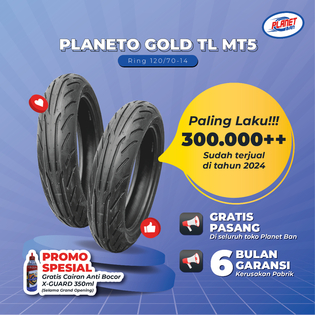 PLANET BAN Planeto Gold MT5 - Ban Motor 120/70 Ring 14