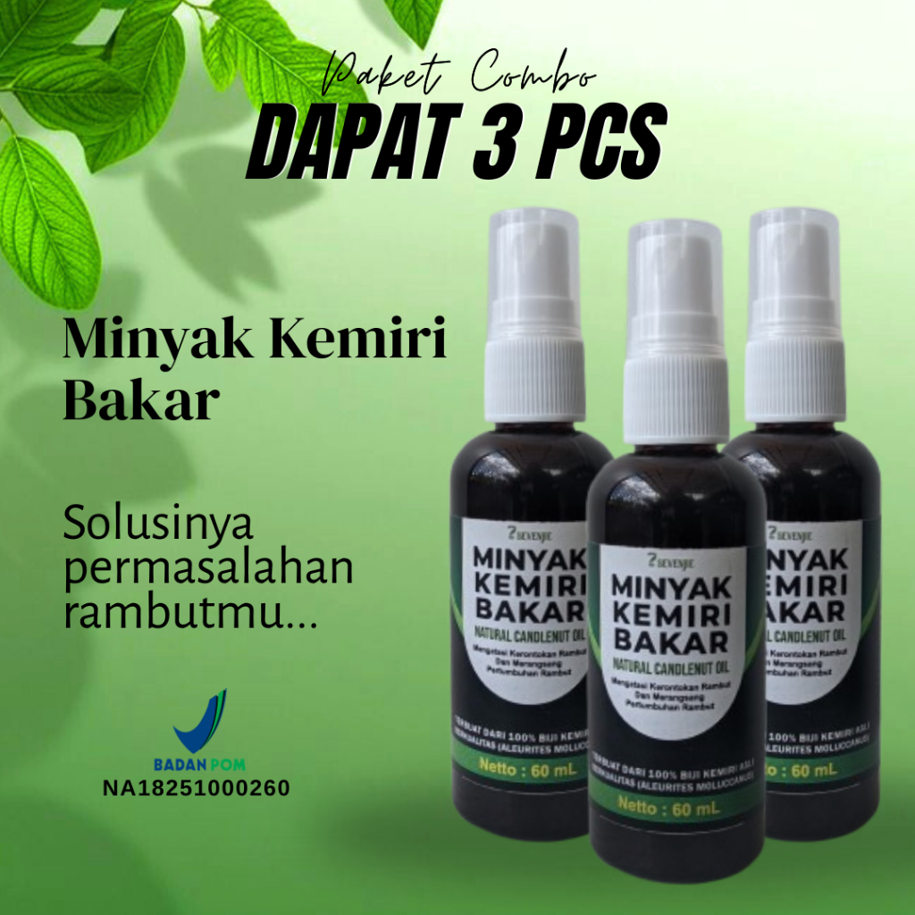 PAKET COMBO DAPAT 3PCS - Minyak kemiri bakar spray 60ML penumbuh rambut