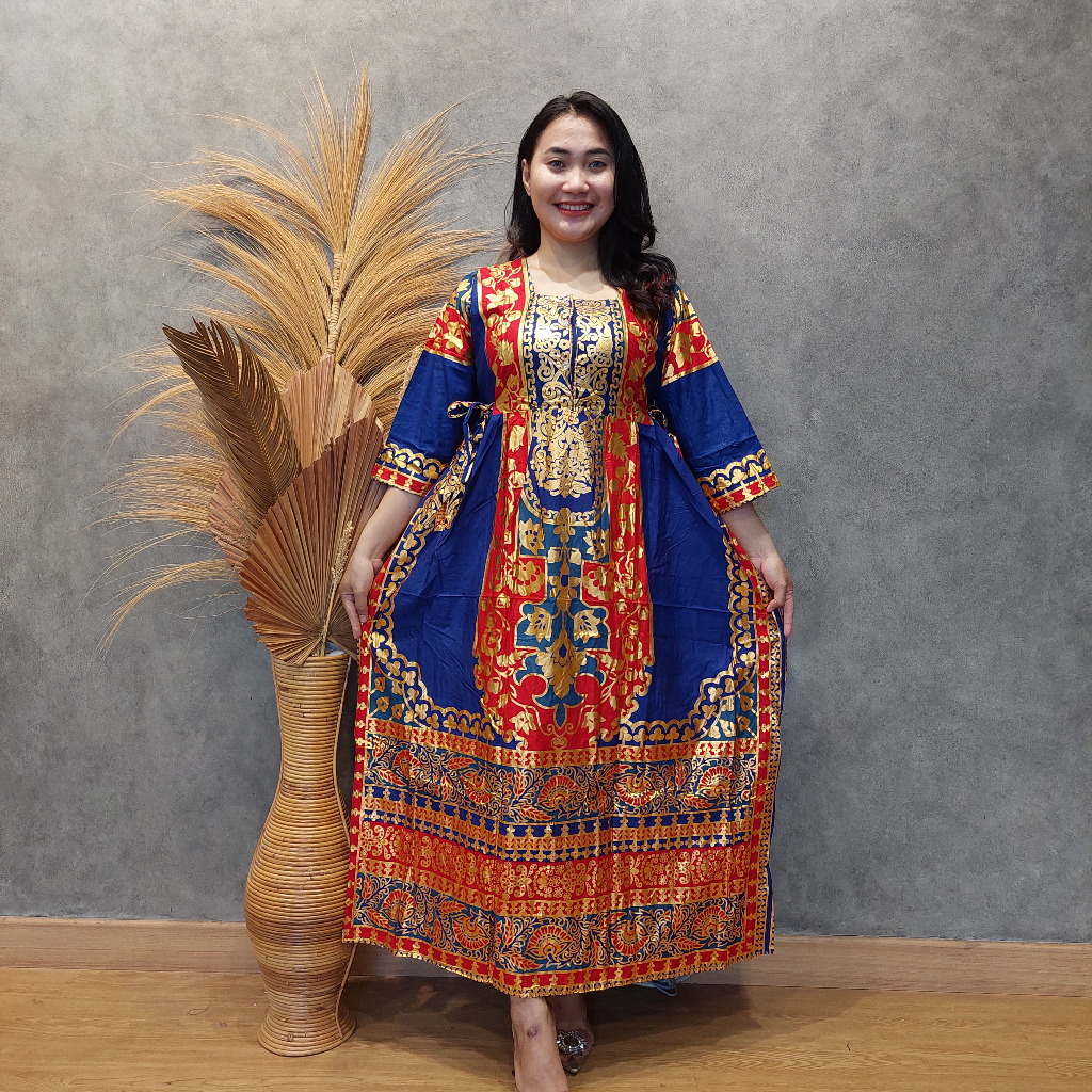 Kartika Batik Home Dress Foil Jodha  0078  Longdress Tali 4 Lengan 3/4 Rayon Premium Busui Hijab Fri