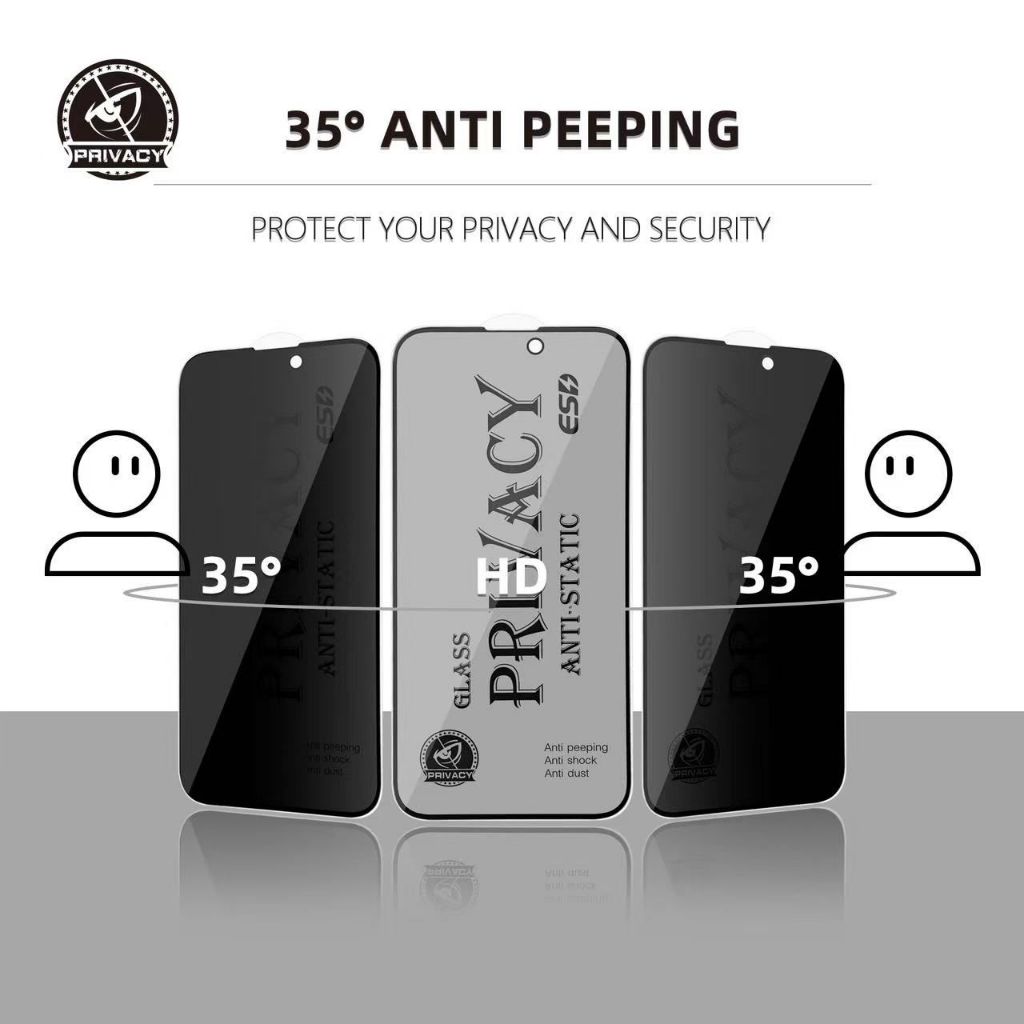 TG ESD Anti Spy Iphone - Tempered Glass ESD Anti Spy