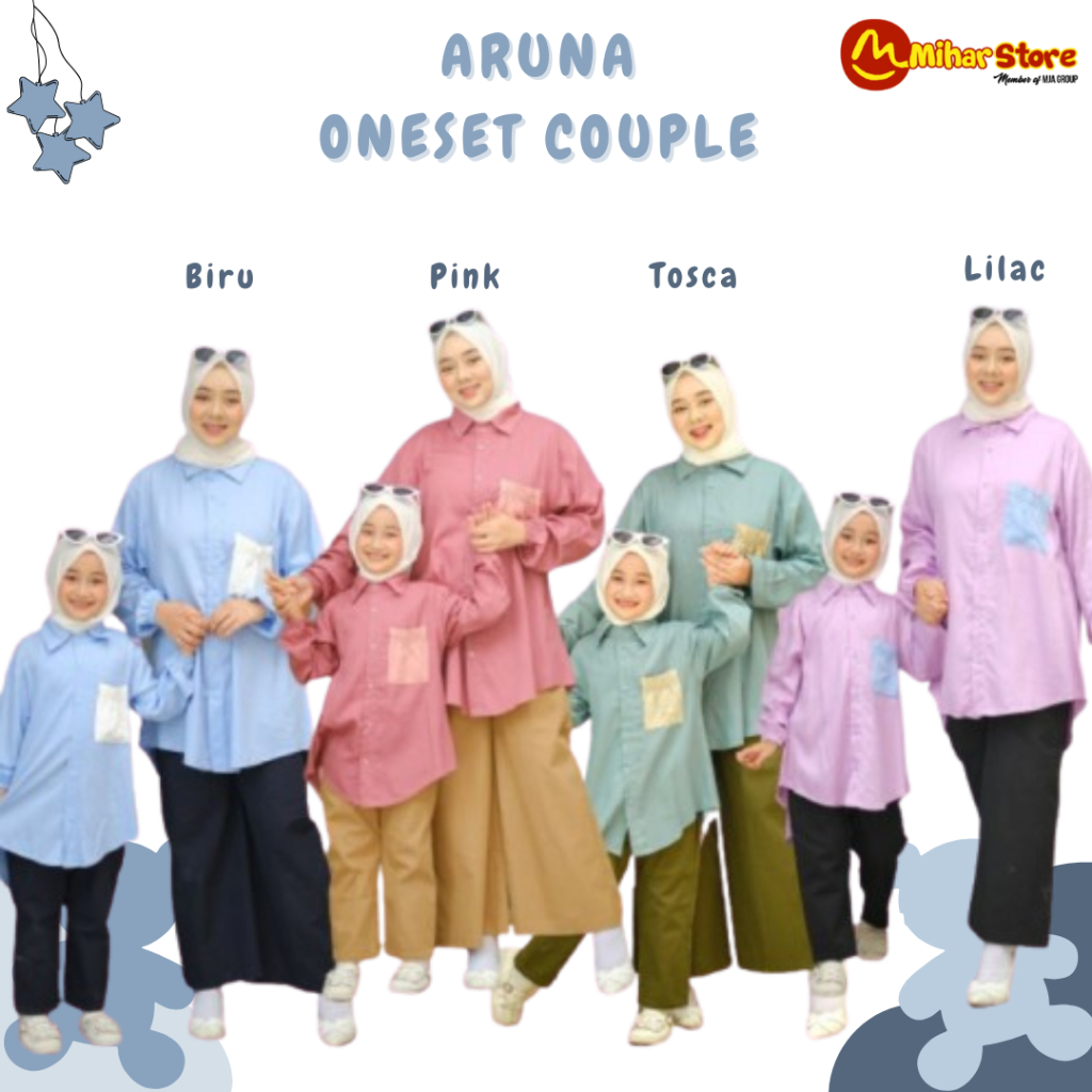 SETELAN ANAK PEREMPUAN | SETELAN COUPLE IBU DAN ANAK | KEMEJA ANAK CEWE | SET ARUNA
