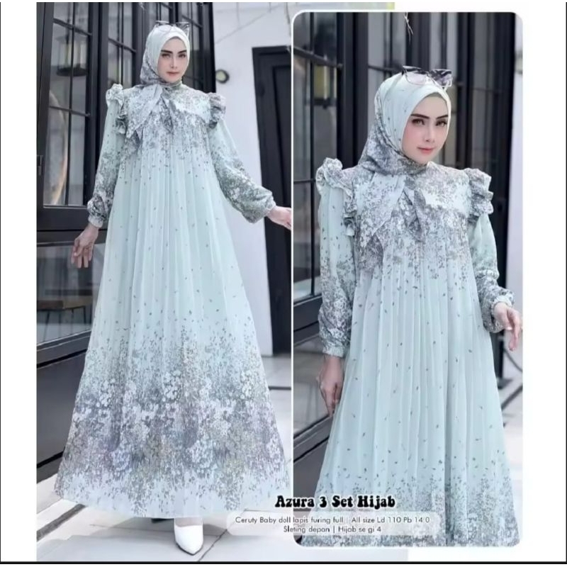 PROMO AZZURA DRESS BAJU GAMIS WANITA GAMIS CERUTY BABY DOLL PRINTING FASHION MUSLIM WANITA