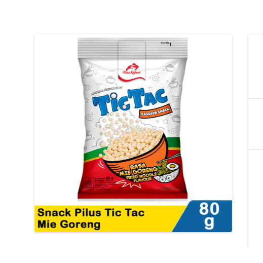 

dua kelinci snack pilus tic tac mie goreng 80g