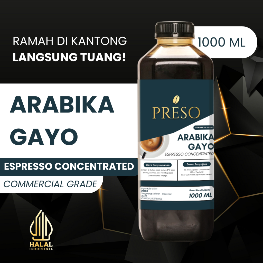 

kkl PRESO Espresso Cair Kopi Concentrated Commercial Grade 100% Pure Espresso Coffee 1000 ML