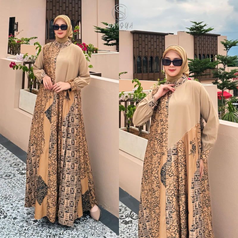 TABYA STOK DULU FAHRINA DRESS BY NSY BAHAN BIBA PRINTING MIX MARBELLA UV LD 110