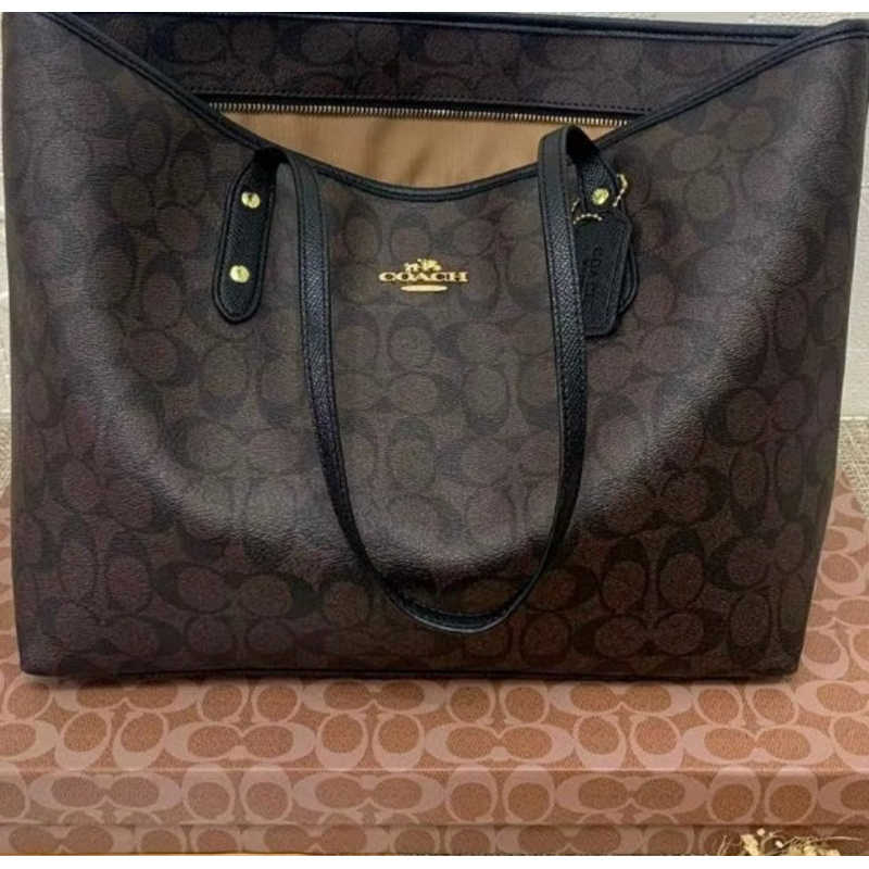preloved coach signature city tote Mahogany