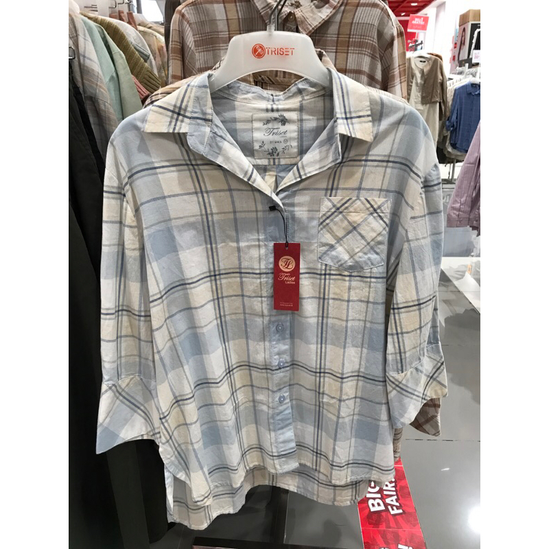 Triset ladies kemeja wanita kotak-kotak S-XL