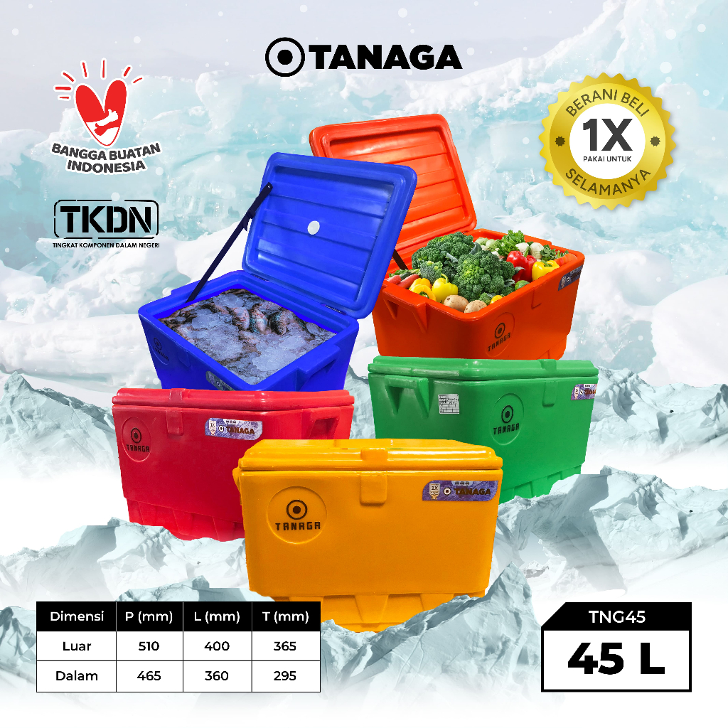 TANAGA cooler box 45 liter cool box es ikan ice box cooler kotak container es tahan lama pendingin