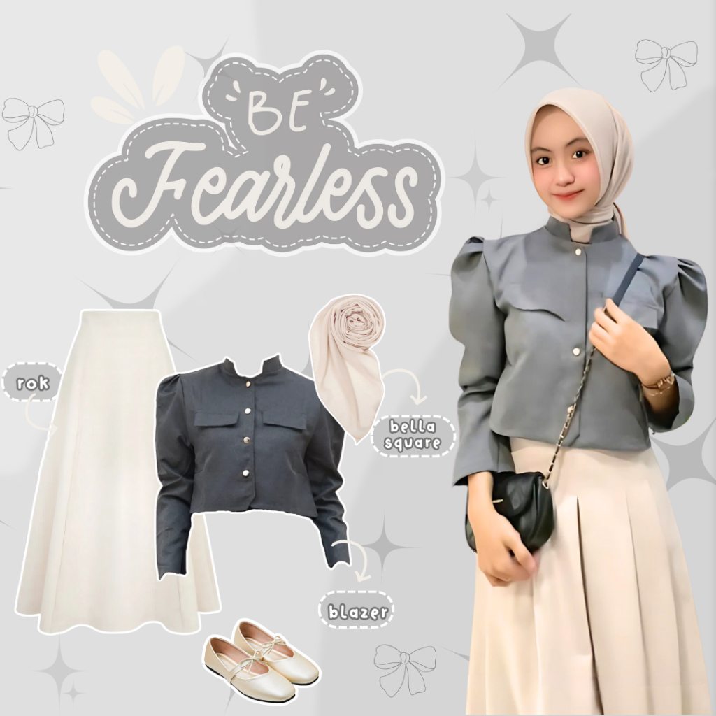 Oneset Hijab Wanita Remaja (Hijab+Blazer+Rok) Set Korean Style Kekinian - LO32