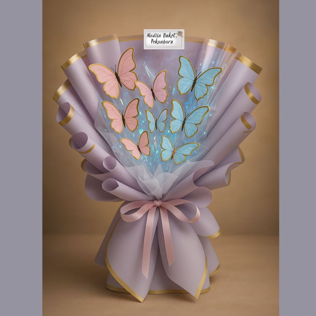 Buket Kupu Kupu Murah Buket LED Butterfly Estetik – Buket Handmade Unik Bisa Request Warna Cello Had
