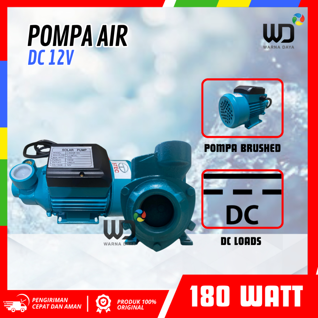 Pompa air DC STEC 180 Watt 12V Free Packing Kayu