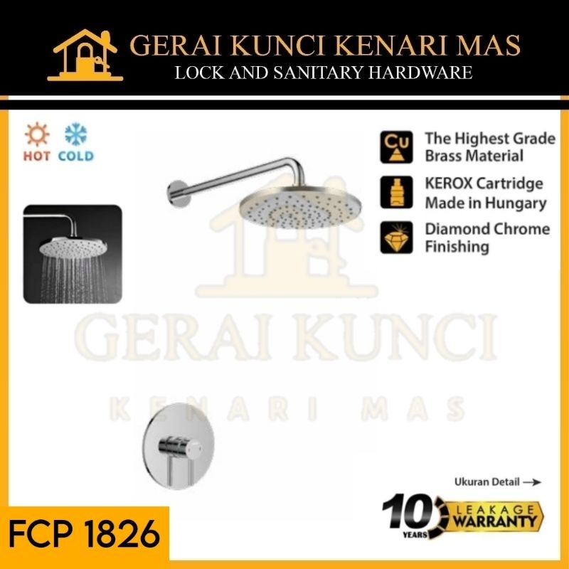 PALOMA FCP 1826 Kran Shower Mixer Tanam Set Keran Sower Panas Dingin Concealed Chrome