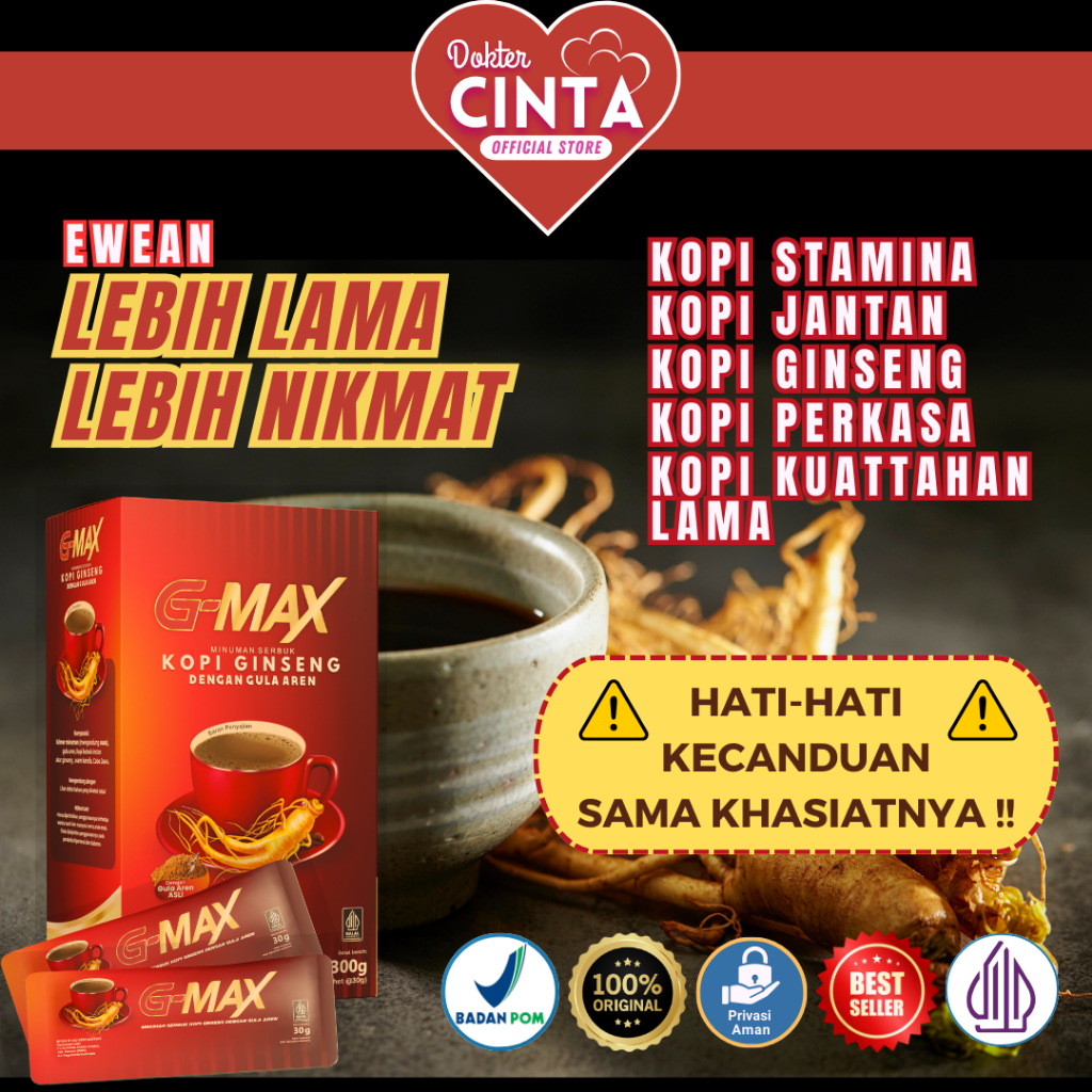 

Kopi Ginseng Instan - G-max - Kopi Energi - Settamina Meningkat - Penuh Semangat