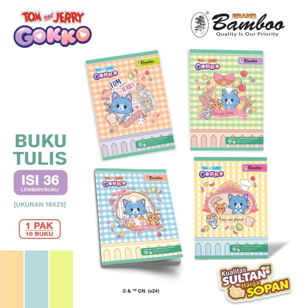 

Bamboo Buku Tulis Boxy 36 Tom&Jerry Gokko Series [ 1 Pak / 10 Buku ]