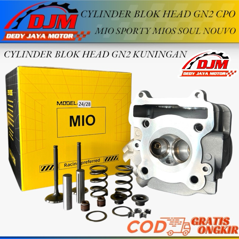 Cylinder Blok Head Mio Sporty Racing CPO GN2 Kuningan Klep 24/28  SQUISH 24/28 Paket Blok Head Mio S