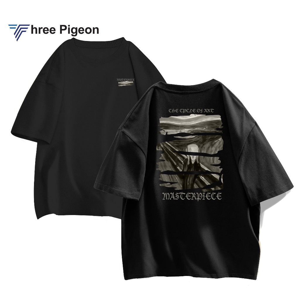 Three Pigeon T-Shirt - Masterpiece The Scream Edvard Munch Kaos Unisex Pria Wanita