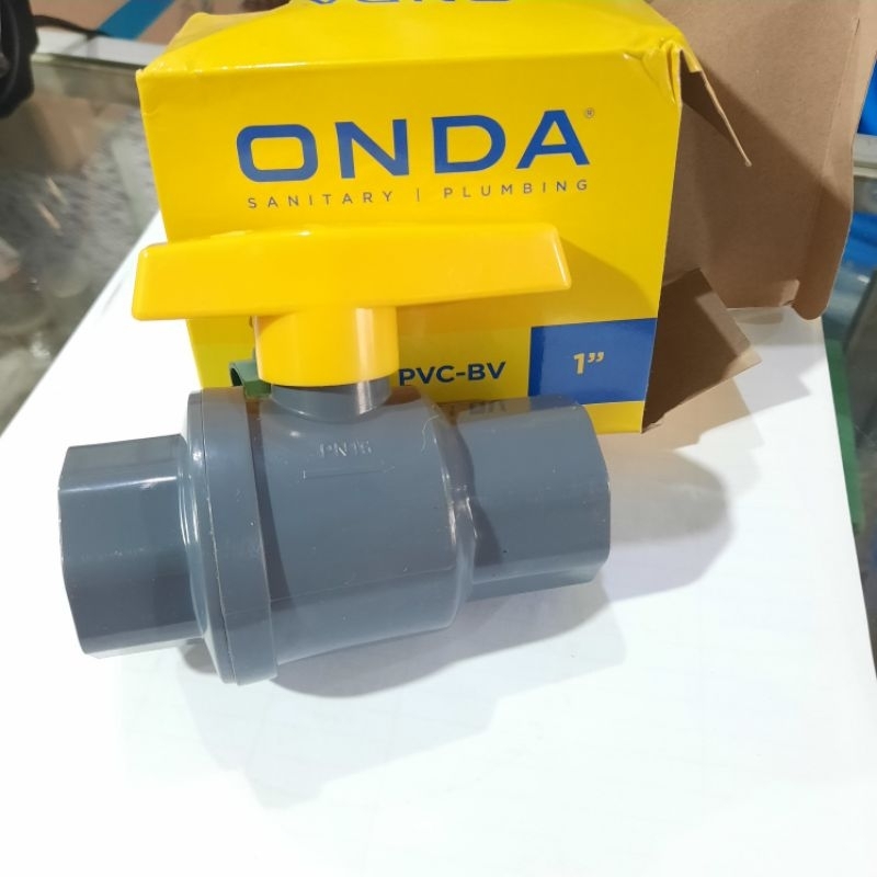 Stop Kran PVC 1" merk Onda tipe PVC BV / Stop Kran Bagus 1 inch Engkol PVC-BV