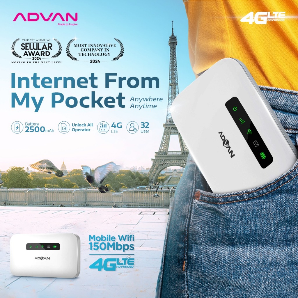 [TURUN HARGA] ADVAN Ipocket MIFI MF01 | 4G LTE | Unlock All Operator | Baterai 2500 mAh | TKDN | Gar