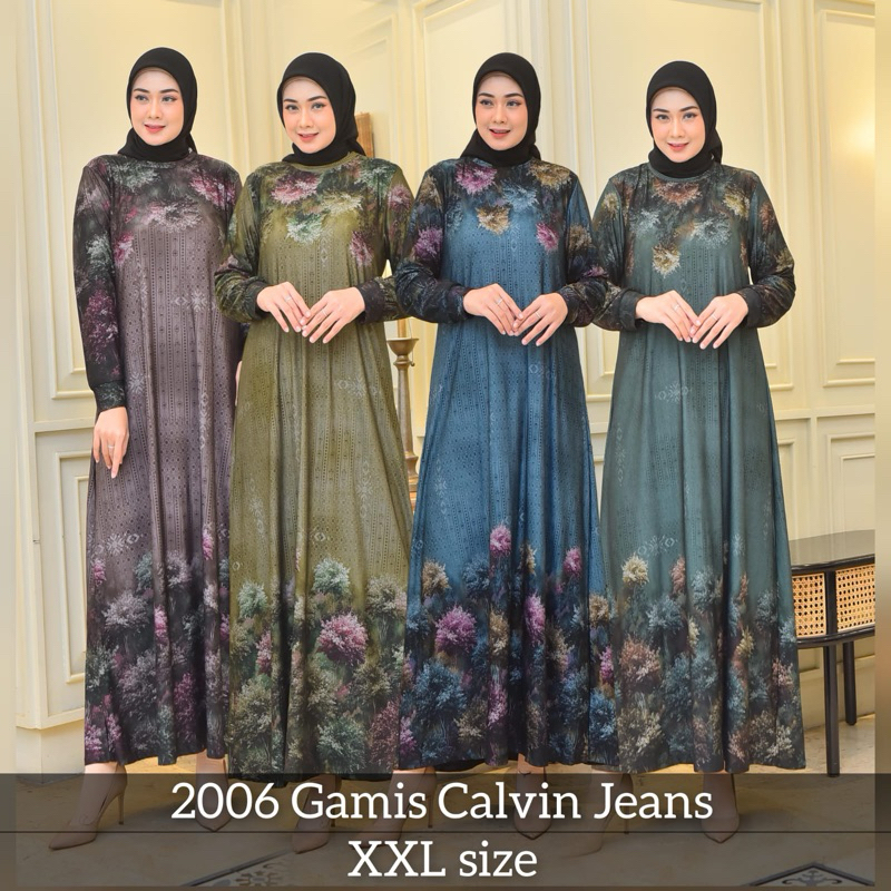 Amaira Fanwa Maxy Gamis Calvin Jeans Premium Jumbo Original Dress Batik Adem Melar Nyaman Wanita Mus