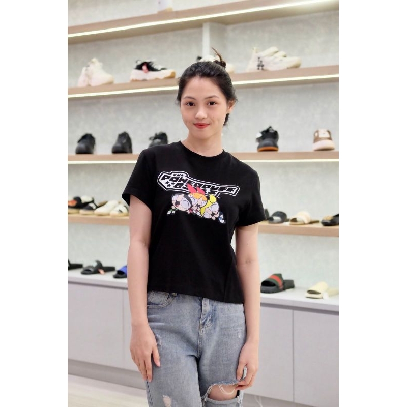 ADLV POWER PUFF GIRL LOGO CROP TOP BLACK