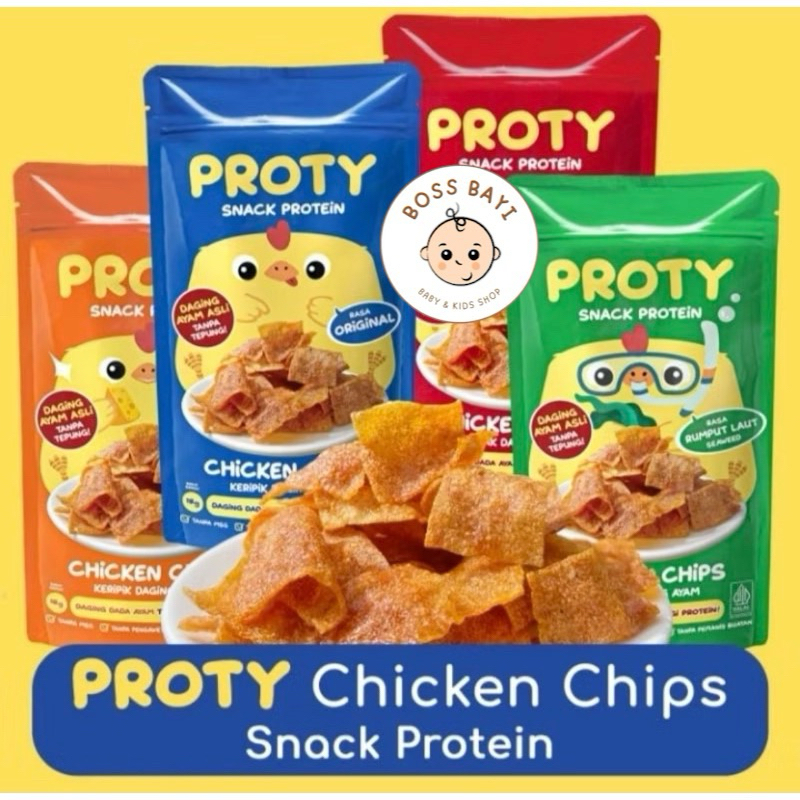 

PROTY Chicken Chips Original | Seaweed | Cheese - Keripik Daging Ayam Krispi - Snack Cemilan Protein Sehat - 18 gr