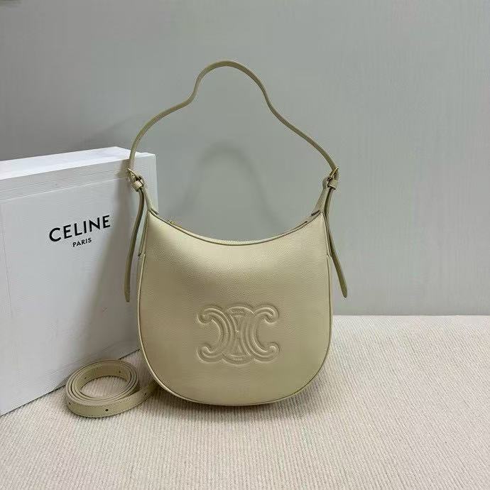 CELINE HELOISE HOBO Handheld Shoulder Bag Limestone Grey 117253
