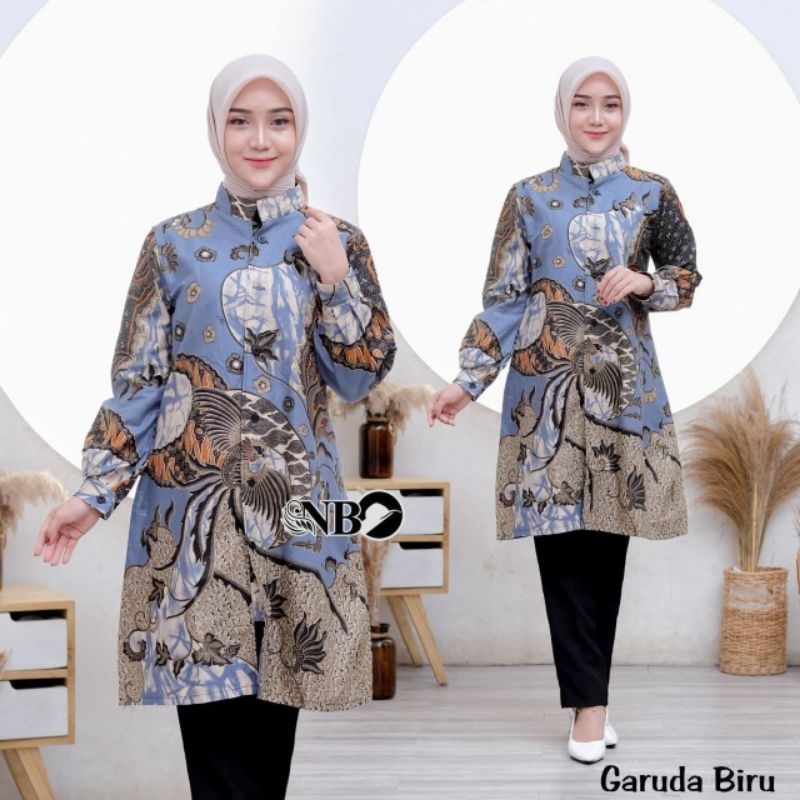 Batik Kemeja Wanita Garuda Biru