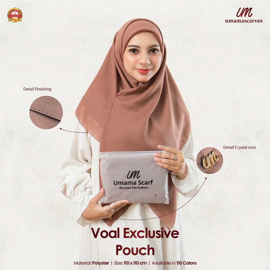 Hijab Umama Voal Exclusive Pouch | Jilbab Umama Polos | Jilbab Umama Voal Premium