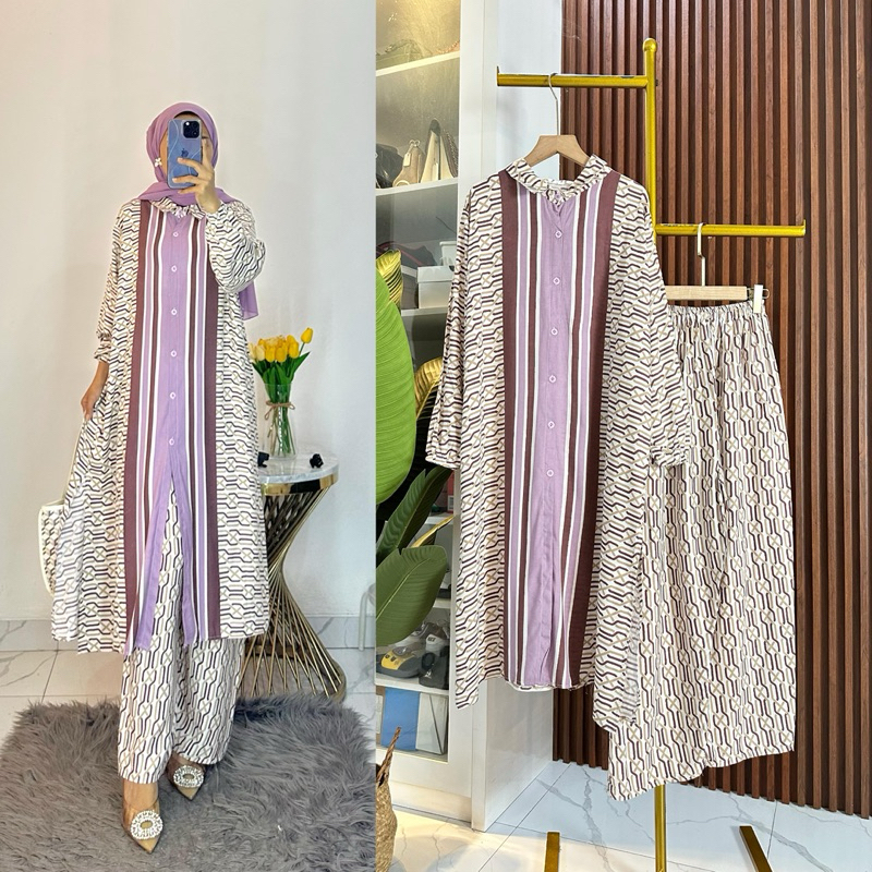 Premium Setelan Long Tunik Rayon Premium
