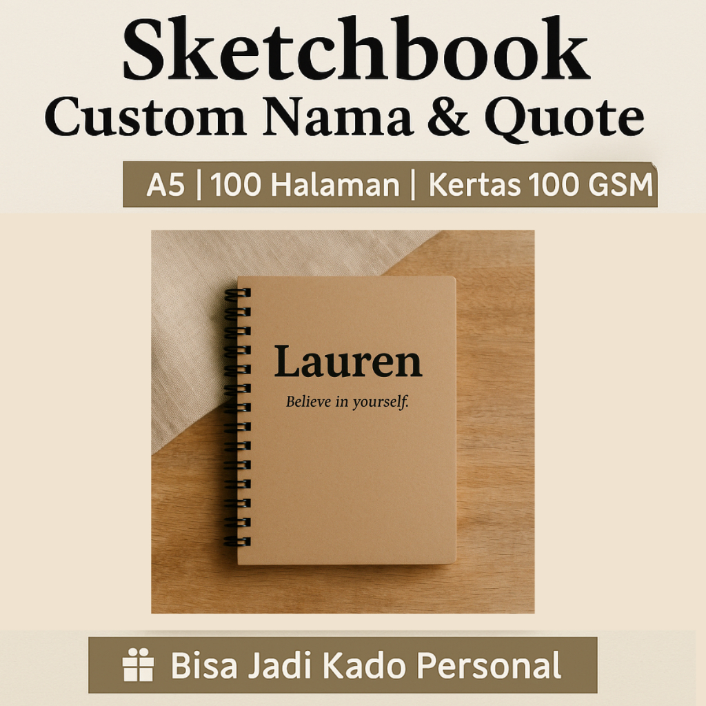 

Buku Sketsa Spiral Custom Nama Sendiri | Sketchbook Personal Aesthetic | Hadiah Teman Unik