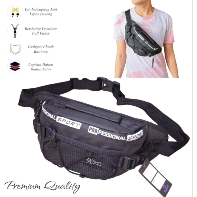 tas pria Waistbag bahan cordura bimo waterproof tas slempang anti air