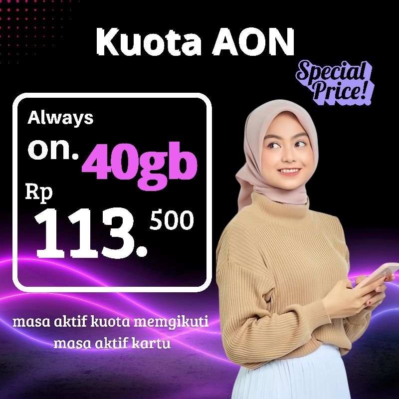 Paket Data Aon Always On 40gb Inject Kuota Tri Aon Spesial Promo