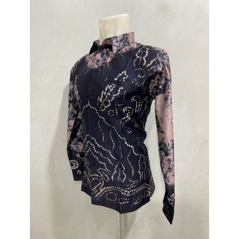 sasirangan katun satin warna hitam mix mocca