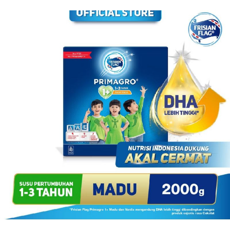 FRISIAN FLAG PRIMAGRO 1+ Madu 2000gr(2kg)Susu Pertumbuhan Anak 1-3 tahun