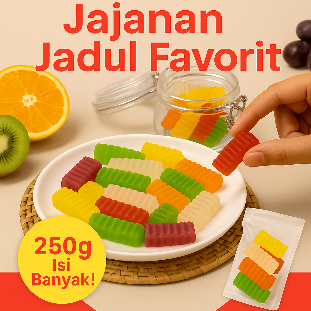 

Agar-Agar Kering Warna Warni 250gr – Camilan Jadul Viral | Manis Segar | Jajanan Nostalgia