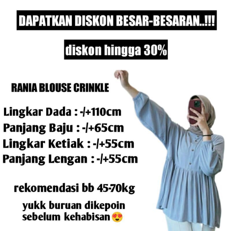 Rania Blouse Atasan Crinkle // Raisa Blousen Crinkle Airflow //BLOUSE KERAH SANGHAI // KEMEJA CRINKL
