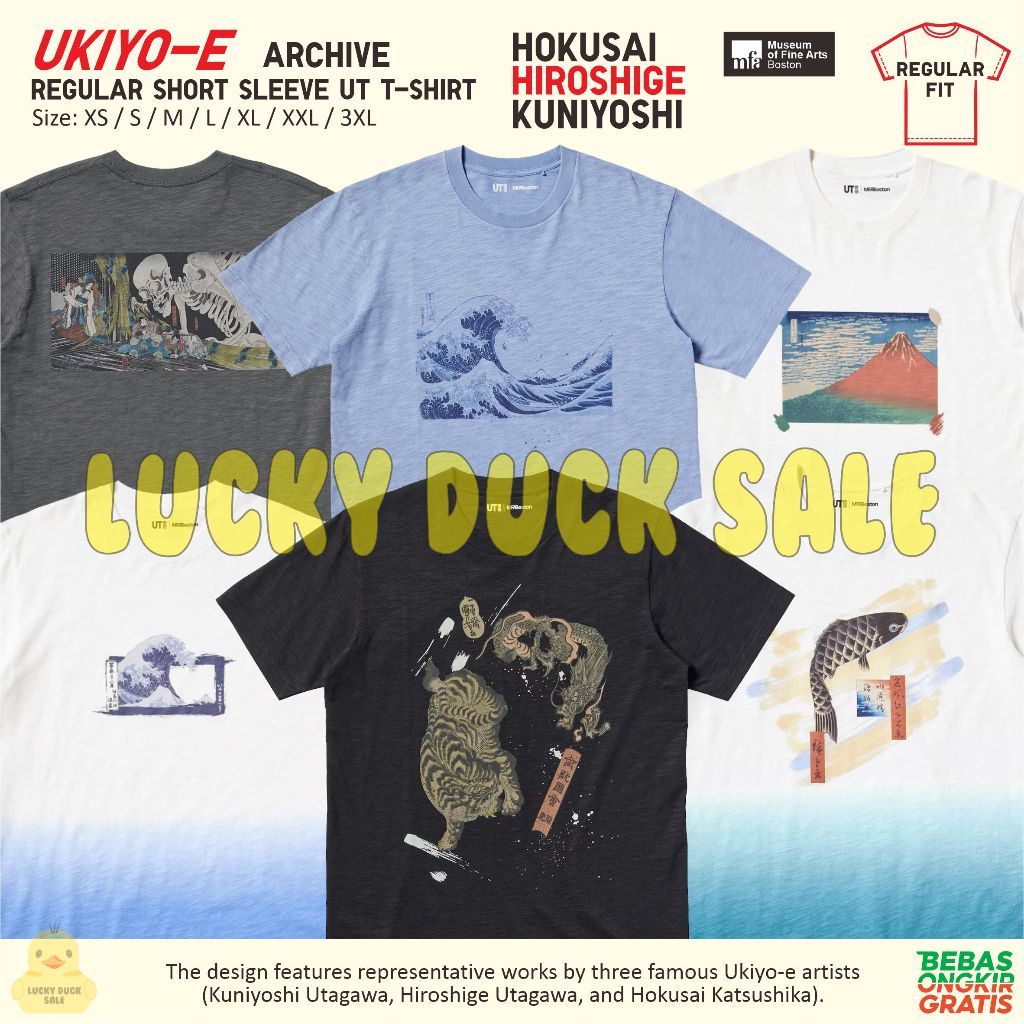 UNIQLO Ukiyo-e Hokusai Hiroshige Kuniyoshi UT Shirt Kaos MFA Boston Iconic Japan Ukiyoe