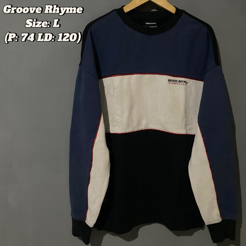 Crewneck Groove Rhyme Second Good Conditiono | Crewneck Sweater jaket Hoodie Parka Thrift Murah