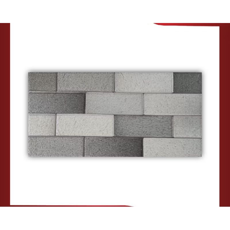 KERAMIK LANTAI DINDING KASAR MOTIF BATA 20X40 SIGNATURE GROOVE GRIS